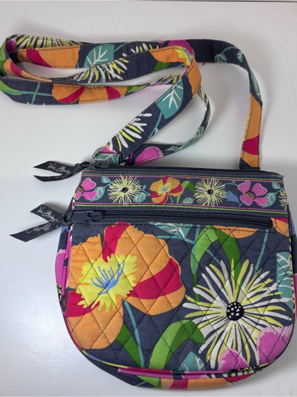 Vera Bradley Quilted Floral Crossbody Shoulder Bag – Multicolor – Zip Pockets
